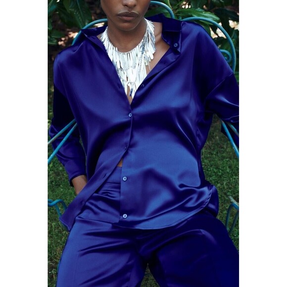 Zara Satin Effect Oversized Shirt - S - Picture 2 of 8